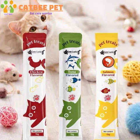 [ Combo 50-100-200] Súp thưởng Gemlucky cho mèo mọi lứa tuổi-15g-Cung cấp dinh dưỡng cho mèo