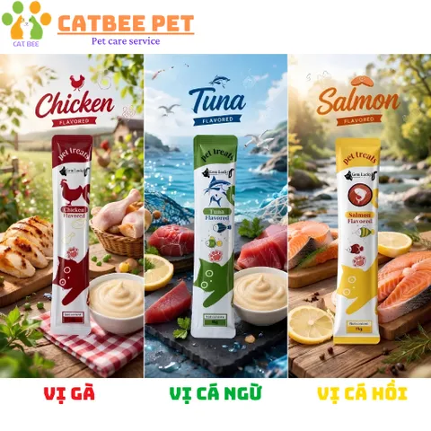 [ Combo 50-100-200] Súp thưởng Gemlucky cho mèo mọi lứa tuổi-15g-Cung cấp dinh dưỡng cho mèo