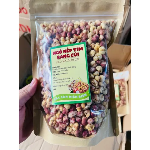 ngô nếp tím điện biên xóc mắm cay snack giòn thơm ăn vặt rang củi thủ công