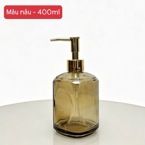 lọ chiết dầu gội sữa tắm thủy tinh 400ml vòi nhấn cao cấp đựng nước rửa tay decor phòng tắm