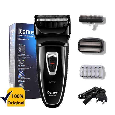 Máy cạo râu 2 lưỡi Kemei KM, thiết kế hiện đại, nhỏ gọn, với trọng lượng chỉ khoảng 350g.