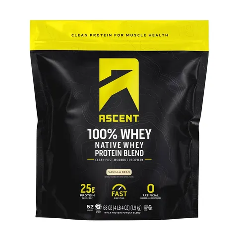 Hỗn hợp Protein Whey nguyên chất Ascent 100% Whey, Vanilla 1.9kg - Nhap  Mỹ