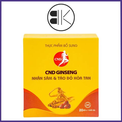 CND GINSENG Nhân sâm và táo đỏ hòa tan - Hỗ trợ Bồi bổ sức khỏe, tăng cường sức đề kháng, Hộp 20 gói, Việt Nam