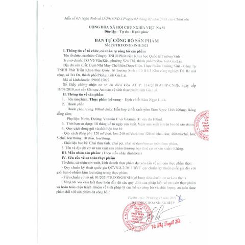 Dịch chiết Sâm Ngọc Linh hỗ trợ bồi bổ sức khỏe, Hộp 15 gói