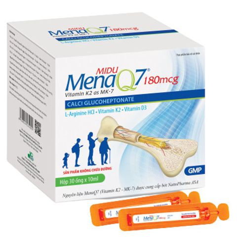 MIDU MENAQ7 180mcg - Hỗ trợ Phát Triển Chiều Cao & Bổ Sung Canxi Cho Mọi Lứa Tuổi, Hộp 30 ống