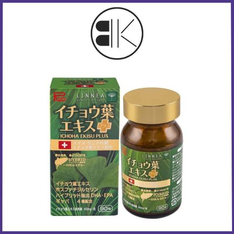 ICHOHA EKISU PLUS - Viên uống Hỗ trợ tuần hoàn não, phòng chống tai biến mạch máu não Nhật Bản, Hộp 90 viên
