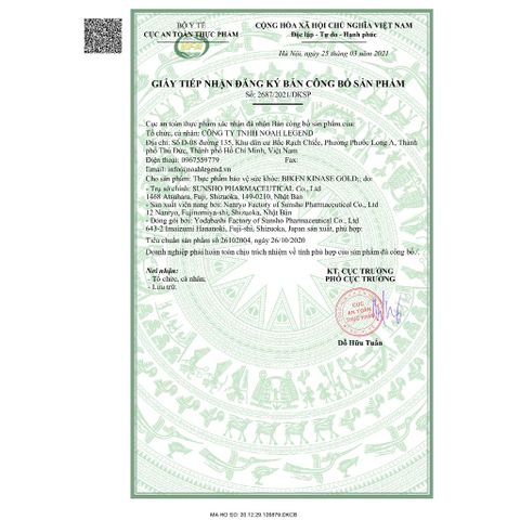 Biken Kinase Gold - Viên uống phòng ngừa và hỗ trợ điều trị đột quỵ Nhật Bản, Gói 20 viên