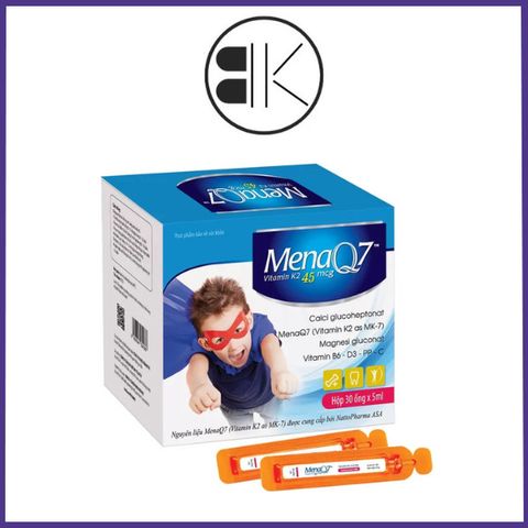 MIDU MENA Q7 45mcg - Bổ sung K2, Calci, D3 hỗ trợ tăng cường hấp thu Calci vào xương cho trẻ, Hộp 10 ống