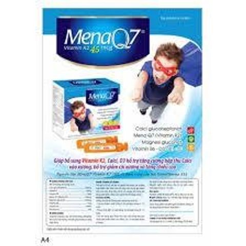 MIDU MENA Q7 45mcg - Bổ sung K2, Calci, D3 hỗ trợ tăng cường hấp thu Calci vào xương cho trẻ, Hộp 10 ống