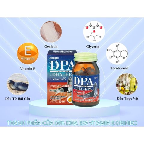 Viên uống bổ não DPA DHA EPA Vitamin E Orihiro 120 viên