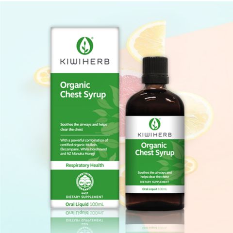 Siro hữu cơ giảm ho cấp tốc dành cho cả gia đình KiwiHerb Organic Chest Syrup |100 mL| Làm loãng dịch đờm đặc [S/P Chuẩn NZ]