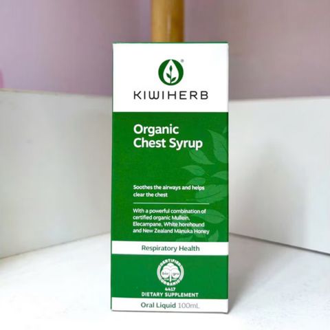 Siro hữu cơ giảm ho cấp tốc dành cho cả gia đình KiwiHerb Organic Chest Syrup |100 mL| Làm loãng dịch đờm đặc [S/P Chuẩn NZ]