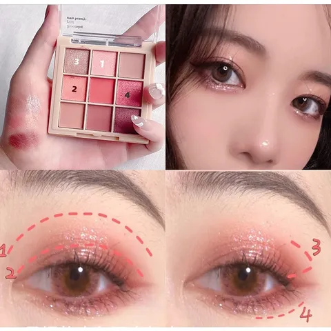 HOT Bảng Phấn Mắt HLLR 9 Màu make up không thấm nước Chống các giọt mồ hôi Hiệu 788072