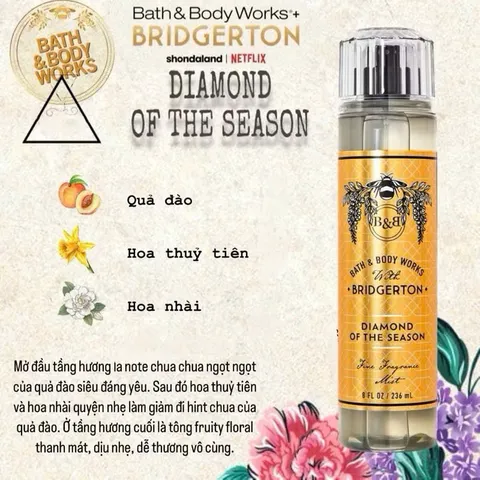 Fullsize) Xịt Thơm BodyMist Bath and Body Works - BRIDGERTON Diamond of The Season 788309