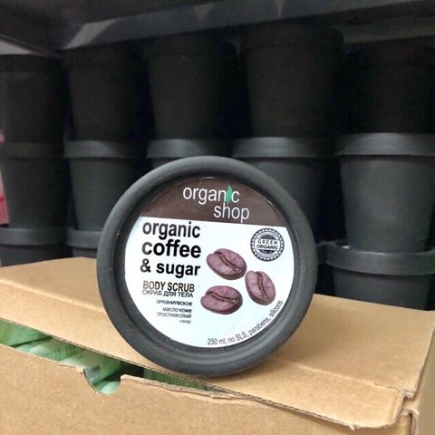 Muối Tẩy Tế Bào Chết Toàn Thân Organic Shop dạng muối hạt Organic Coffee & Sugar Body Scrub 250ml HandMade
