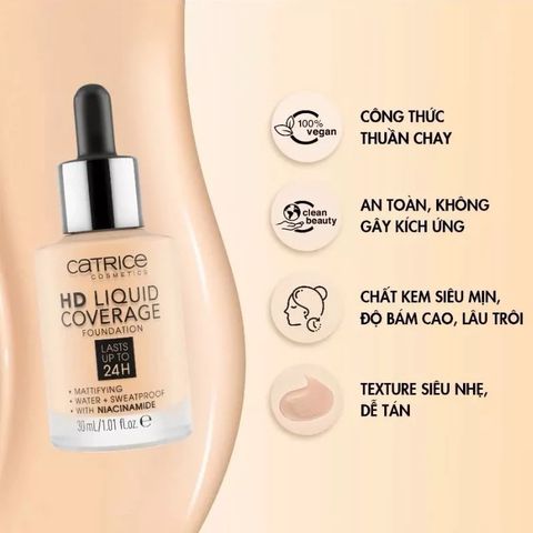(CHÍNH HÃNG) Kem Nền Catrice FM1-2306-33 HD Liquid Coverage Kiềm Dầu 30ml 788543