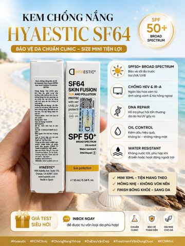Kem Chống Nắng Hyaestic Skin Fusion SF64 Sun And Pollution Protector SPF50+ tuýp 10ml [hàng nhập khẩu]