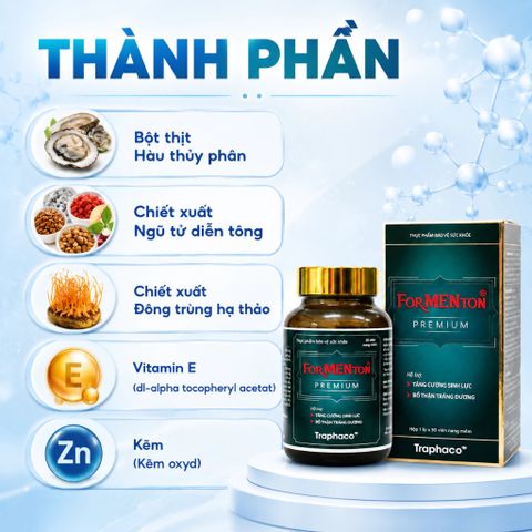 [ Che Tên] Formenton Premium Hỗ trợ Bổ Thận Nam,Cải Thiện Chức Năng Thận,Tăng Cường Sức Khoẻ hộp 30V