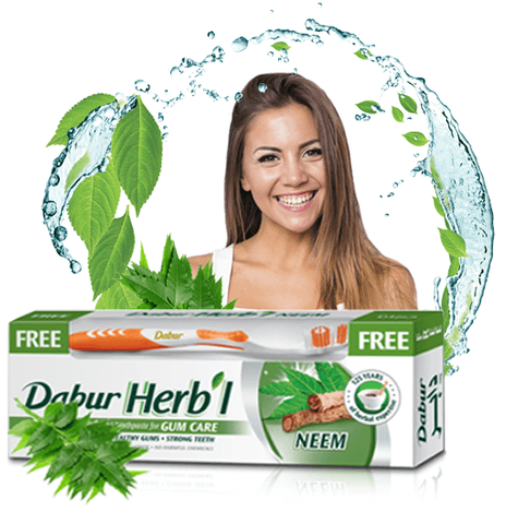 Kem đánh răng thảo dược Ân Độ Dabur's Herbal 150g kèm bàn chải đánh răng