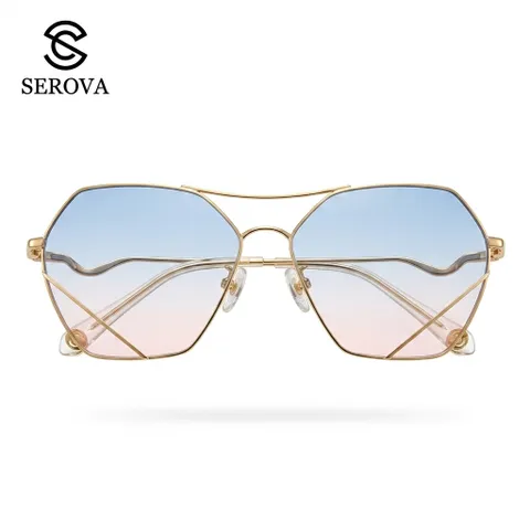 Kính râm cao cấp dành cho Nữ, chính hãng SEROVA SS9045, giọng mạ vàng