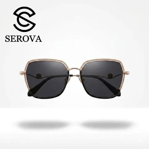 Kính râm cao cấp dành cho Nữ, chính hãng SEROVA SS9065 - C07, gọng mạ vàng