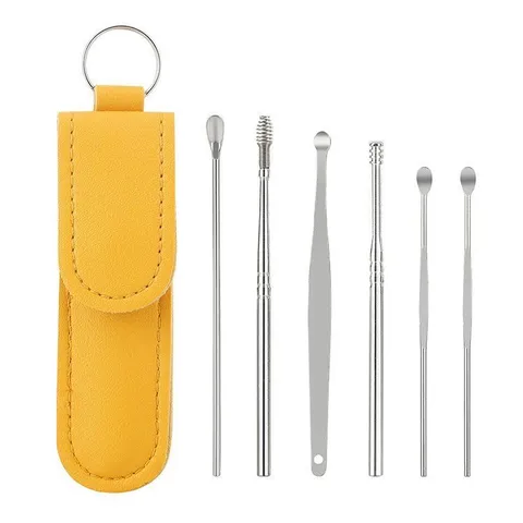 SET 6 Dụng Cụ Lấy Ráy Tai Bằng Thép Không Gỉ Kèm Túi Đựng Dụng Cụ Vệ Sinh Tai Dành Cho Gia Đình 788795
