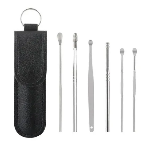 SET 6 Dụng Cụ Lấy Ráy Tai Bằng Thép Không Gỉ Kèm Túi Đựng Dụng Cụ Vệ Sinh Tai Dành Cho Gia Đình 788795