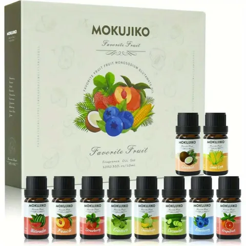 Bộ 10 Chai Tinh Dầu Thơm MOKUJIKO Favorite Fruit, hương trái cây tự nhiên, khử mùi 788813