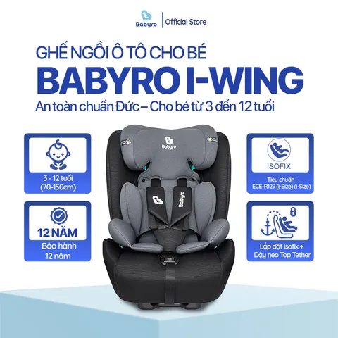 Ghế ngồi ô tô cho bé Babyro i-Wing, cho bé 3-12 tuổi, lắp đặt isofix, tiêu chuẩn R129 788834