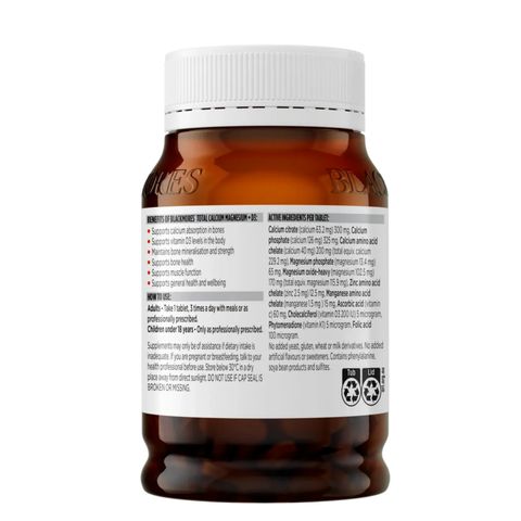 Viên uống Blackmores Total Calcium Magnesium + D3 |125 & 200 viên| Kích thích hình thành xương - Tăng trưởng & duy trì xương khỏe mạnh [S/P Chuẩn Úc]