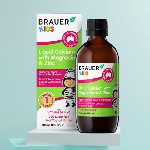 Siro Brauer Liquid Calcium with Magnesium & Zinc |200 mL| Hỗ trợ xương/cơ bắp chắc khỏe & Duy trì hệ thần kinh khỏe mạnh cho dành trẻ từ 1 tuổi trở lên