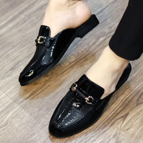 Giày Sục Mềm Đế Đúc 3cm Chống Trượt - Sục Nam Cao Cấp Chụp Kỷ Yếu - Giày Sục Da Nam Mẫu Da Bóng Vân Đà Điểu RUNO G40