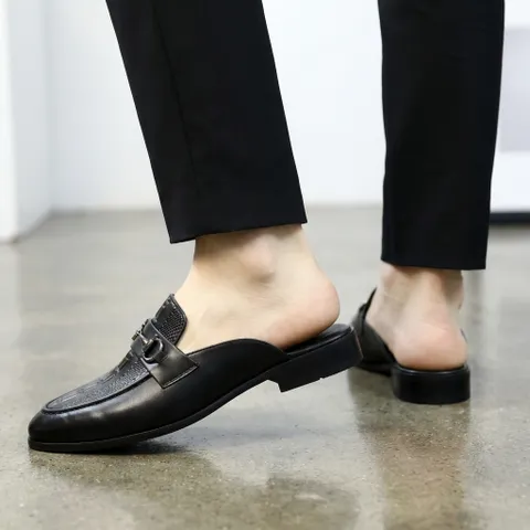Giày Sục Nam Chụp Kỷ Yếu Tinh Tế - Giầy Sục Nam Khóa Vàng Mui Vân Cá Sấu Đế Đúc 3cm Chống Trượt Mới Cao Cấp G69