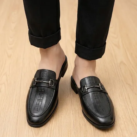 Giày Sục Nam Chụp Kỷ Yếu Tinh Tế - Giầy Sục Nam Khóa Vàng Mui Vân Cá Sấu Đế Đúc 3cm Chống Trượt Mới Cao Cấp G69