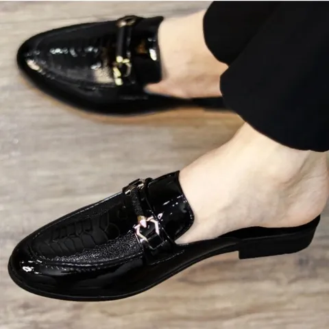 Giày Sục Mềm Đế Đúc 3cm Chống Trượt - Sục Nam Cao Cấp Chụp Kỷ Yếu - Giày Sục Da Nam Mẫu Da Bóng Vân Đà Điểu RUNO G40