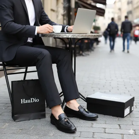 Giày Tassel Loafer Vân Cá Sấu Sang Trọng Giày Âu Nam Không Dây Lịch Lãm Giày Tây Nam Công Sở Đế Khâu RUNO G12