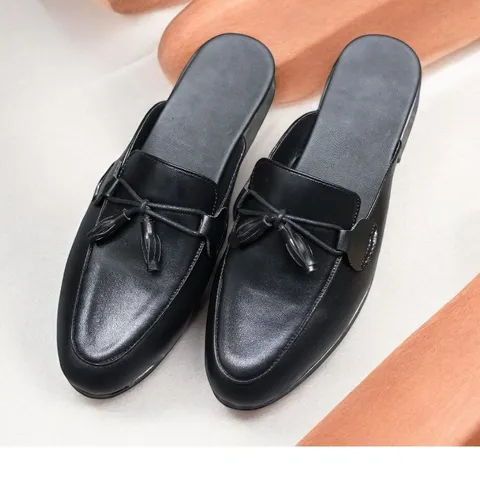 Sục Nam Cao Cấp Thắt Nơ Chuông - Giày Sục Nam Mềm Mại Chống Trượt Đế Đúc - Giày Lười Sục Nam Da Trơn Đẹp RUNO G43