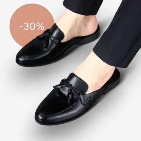 Sục Nam Cao Cấp Thắt Nơ Chuông - Giày Sục Nam Mềm Mại Chống Trượt Đế Đúc - Giày Lười Sục Nam Da Trơn Đẹp RUNO G43