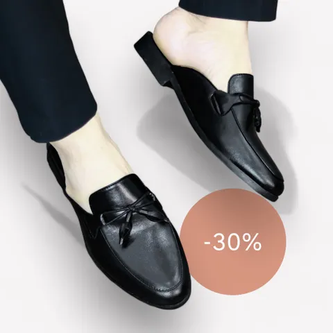 Sục Nam Cao Cấp Thắt Nơ Chuông - Giày Sục Nam Mềm Mại Chống Trượt Đế Đúc - Giày Lười Sục Nam Da Trơn Đẹp RUNO G43