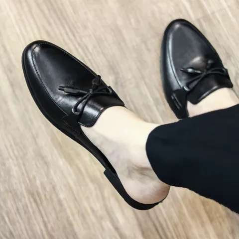 Giày Sục Đế Cao Nam Thắt Nơ Chuông - Sục Da Nam Cao Cấp Da Trơn Siêu Mềm - Giày Xục Nam Mềm Mại Đế Đúc Bền RUNO G43