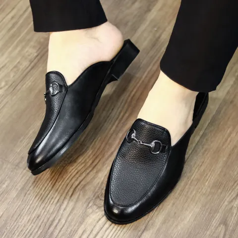 Giày Sục Nam Chụp Kỷ Yếu Lịch Lãm - Giầy Sục Nam Khóa Bạc Mui Vân Sần Đế Đúc 3cm Chống Trượt Cao Cấp Mới - RUNO G45