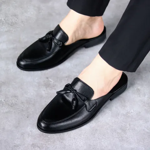 Giày Sục Đế Cao Nam Thắt Nơ Chuông - Sục Da Nam Cao Cấp Da Trơn Siêu Mềm - Giày Xục Nam Mềm Mại Đế Đúc Bền RUNO G43