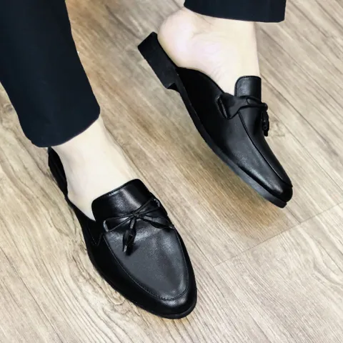 Giày Sục Đế Cao Nam Thắt Nơ Chuông - Sục Da Nam Cao Cấp Da Trơn Siêu Mềm - Giày Xục Nam Mềm Mại Đế Đúc Bền RUNO G43