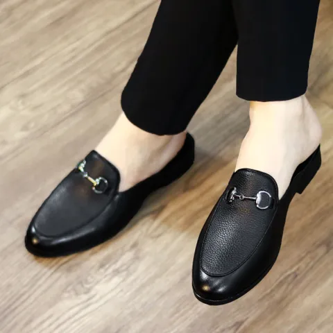 Giày Sục Nam Chụp Kỷ Yếu Lịch Lãm - Giầy Sục Nam Khóa Bạc Mui Vân Sần Đế Đúc 3cm Chống Trượt Cao Cấp Mới - RUNO G45