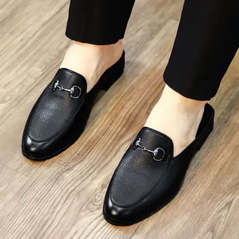Giày Sục Nam Chụp Kỷ Yếu Lịch Lãm - Giầy Sục Nam Khóa Bạc Mui Vân Sần Đế Đúc 3cm Chống Trượt Cao Cấp Mới - RUNO G45