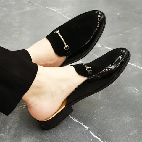Giày Sục Nam Cao Cấp - Sục Da Nam Phối Nỉ Nhung Đế Đúc 3cm Chống Trượt - Giày Xục Nam Kiểu Hàn Quốc Mềm Mại RUNO G5