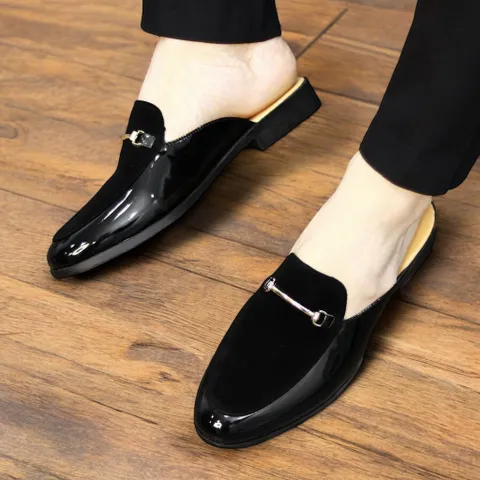 Giày Sục Nam Cao Cấp - Sục Da Nam Phối Nỉ Nhung Đế Đúc 3cm Chống Trượt - Giày Xục Nam Kiểu Hàn Quốc Mềm Mại RUNO G5