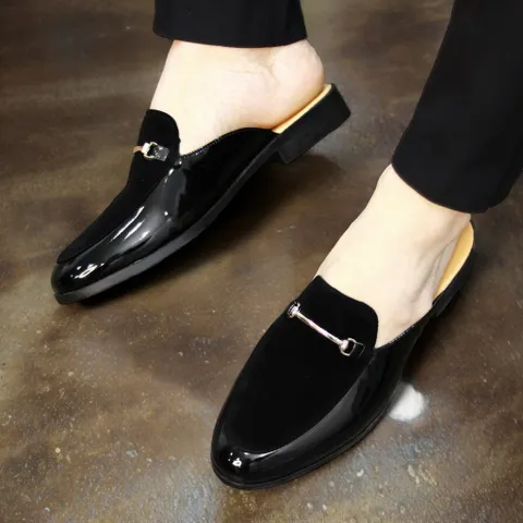 Giày Sục Nam Cao Cấp - Sục Da Nam Phối Nỉ Nhung Đế Đúc 3cm Chống Trượt - Giày Xục Nam Kiểu Hàn Quốc Mềm Mại RUNO G5