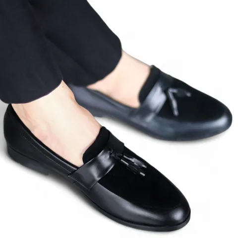 Giày Tây Đen Nam Đế Khâu Chắc Chắn Giày Âu Nam Cao Cấp Giá Tại Xưởng Giày Tây Nam Công Sở Da Mờ Phối Nhung RUNO G4