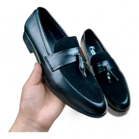 Giày Tây Đen Nam Đế Khâu Chắc Chắn Giày Âu Nam Cao Cấp Giá Tại Xưởng Giày Tây Nam Công Sở Da Mờ Phối Nhung RUNO G4